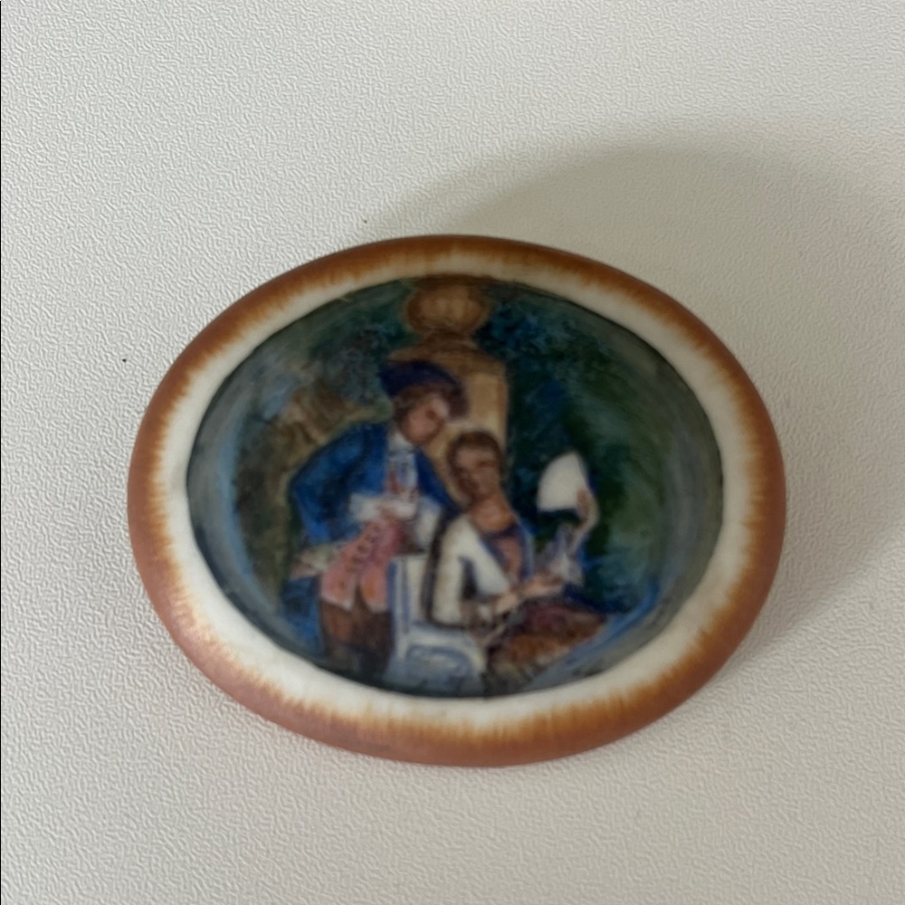 AS IS Elegant Art-Inspired Brooch with Blue and Brown Accents